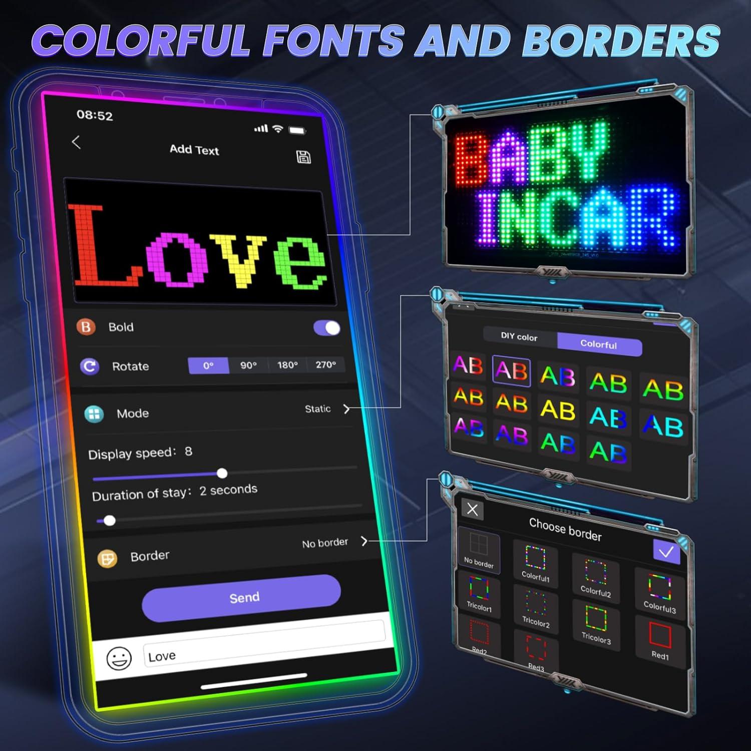 Letrero LED Programable Rayhome 27x12cm Control APP Bluetooth