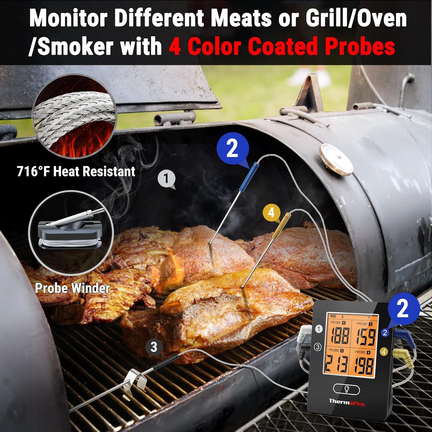 Termómetro de Carne ThermoPro TP25 Bluetooth 198m 4 Sondas