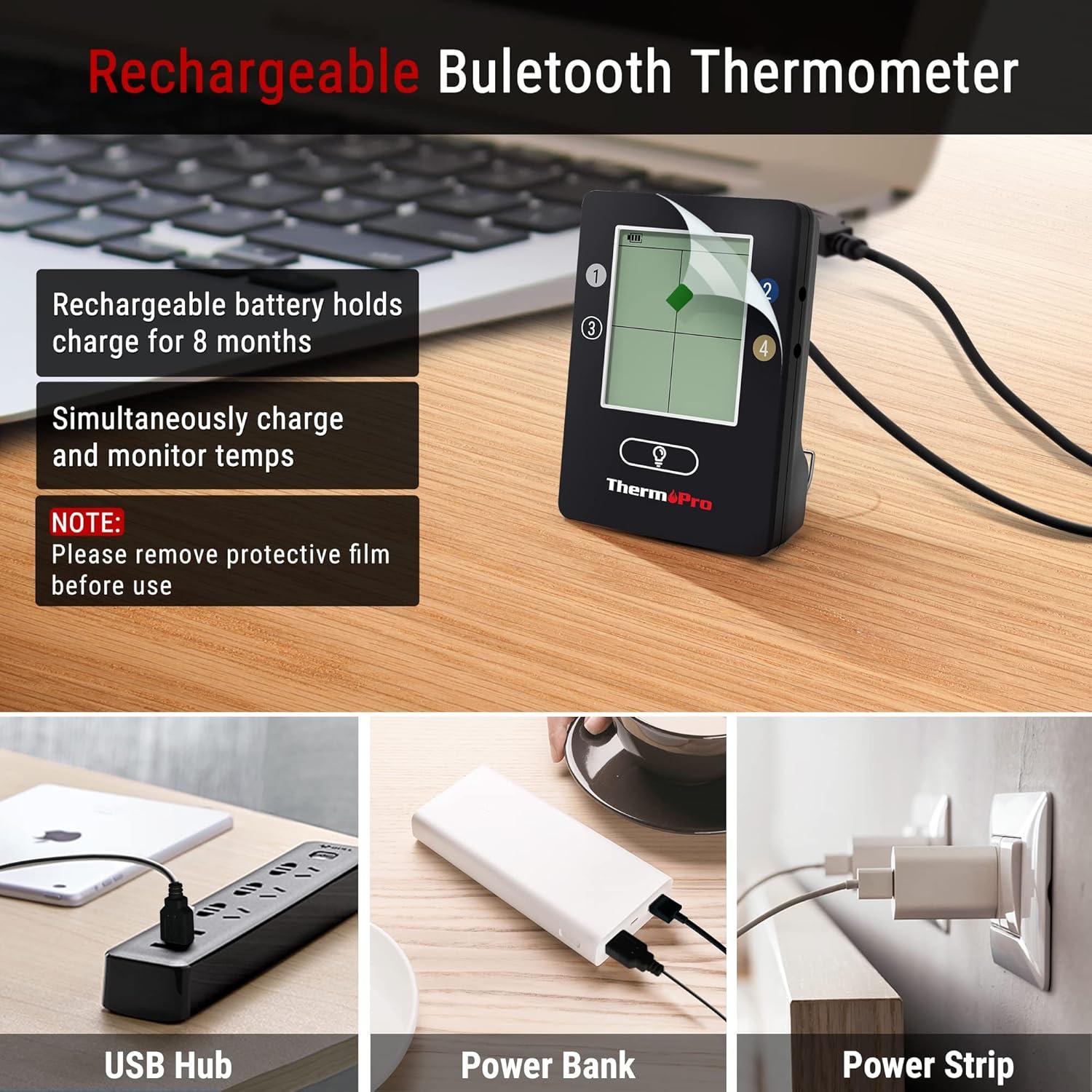 Termómetro de Carne ThermoPro TP25 Bluetooth 198m 4 Sondas