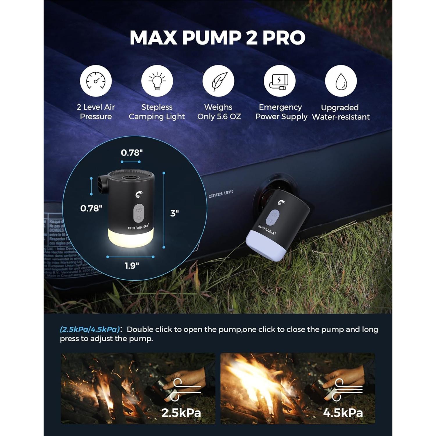 Bomba de Aire Portátil FLEXTAILGEAR 4.5kPa Recargable 3600mAh