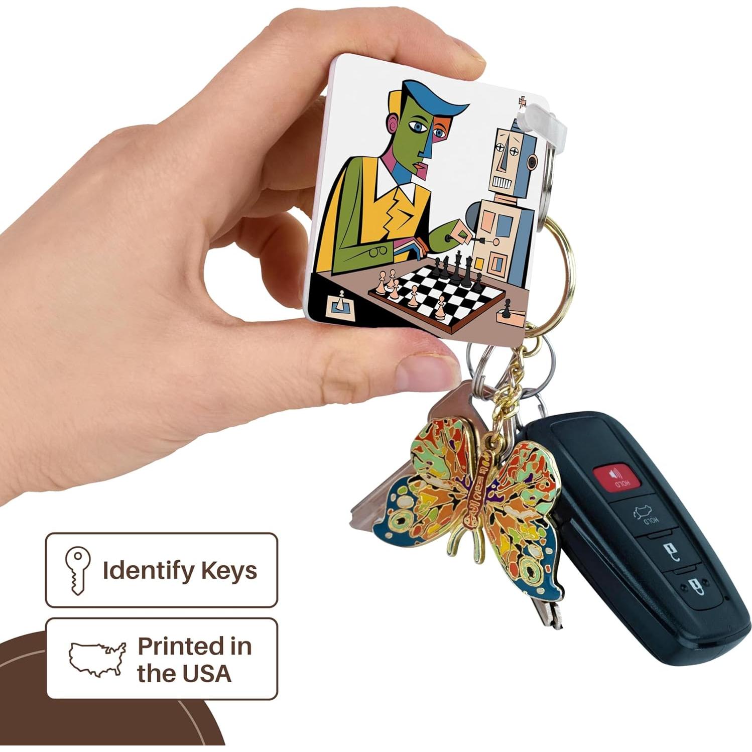 Llavero de Ajedrez Divertido 3dRose - Juego de 2 Unidades