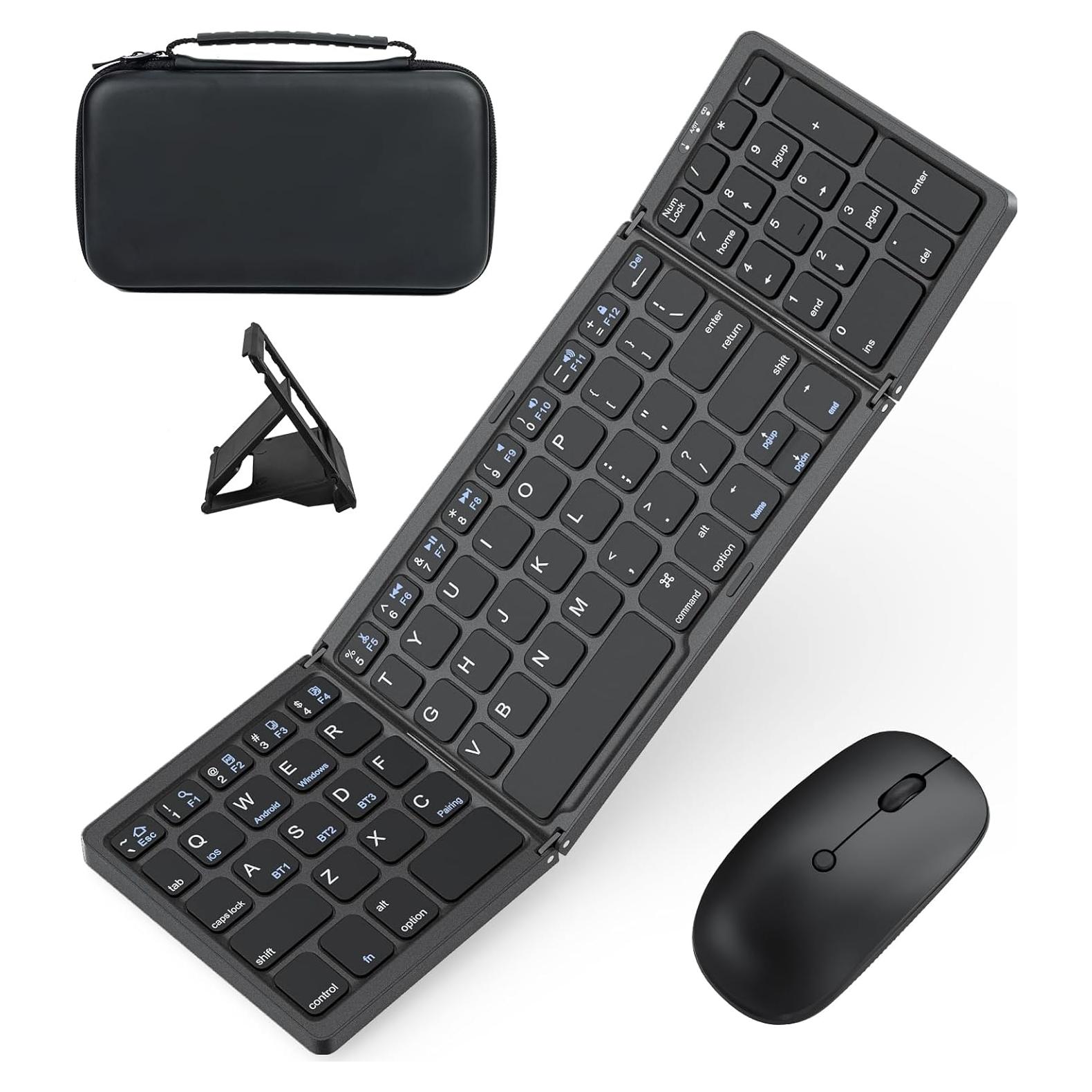 Teclado y Ratón Plegables Ikaetri Bluetooth Recargable Negro