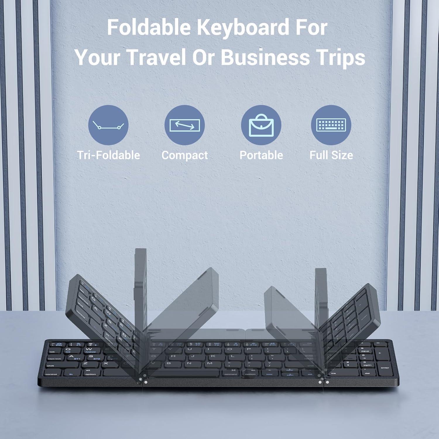 Teclado y Ratón Plegables Ikaetri Bluetooth Recargable Negro