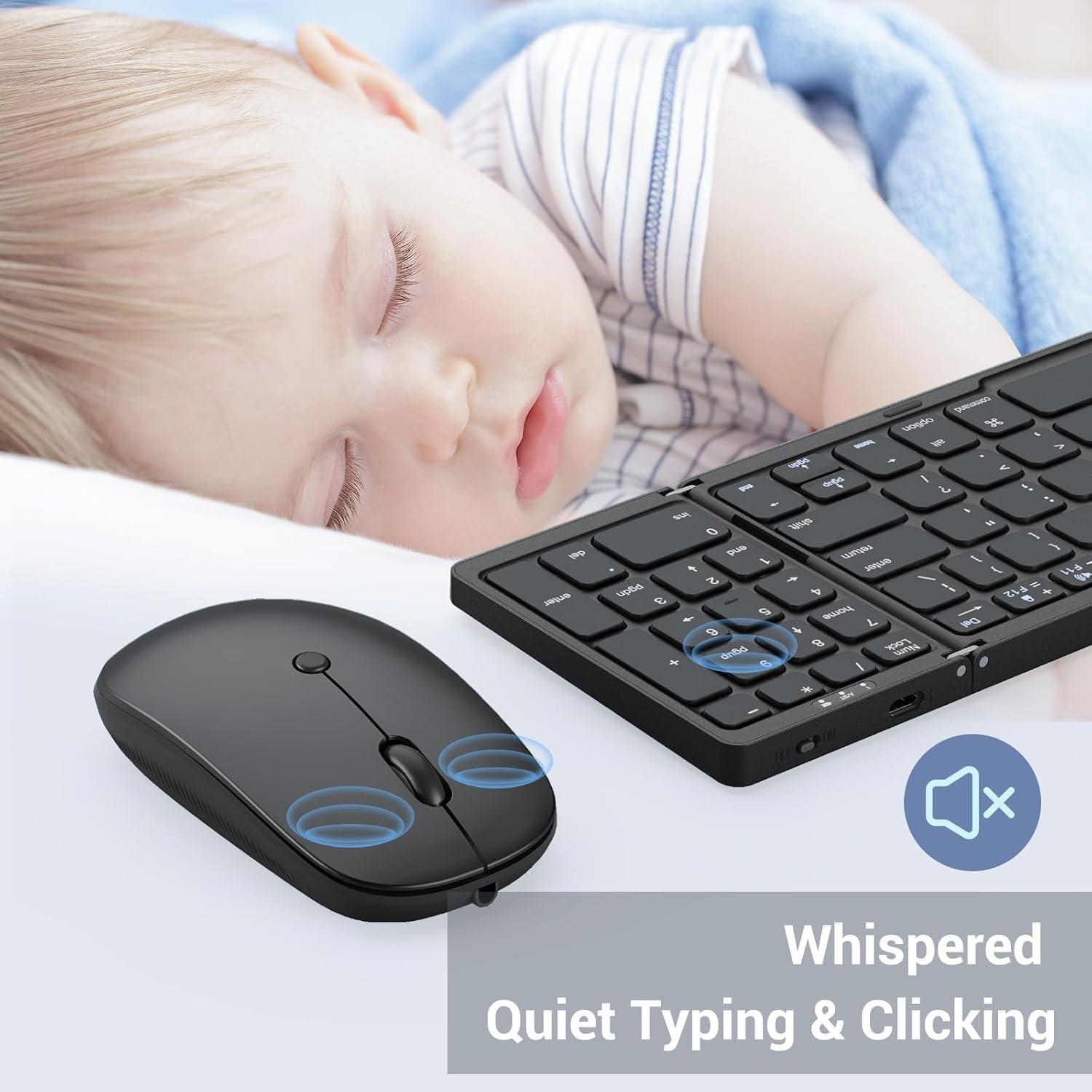 Teclado y Ratón Plegables Ikaetri Bluetooth Recargable Negro