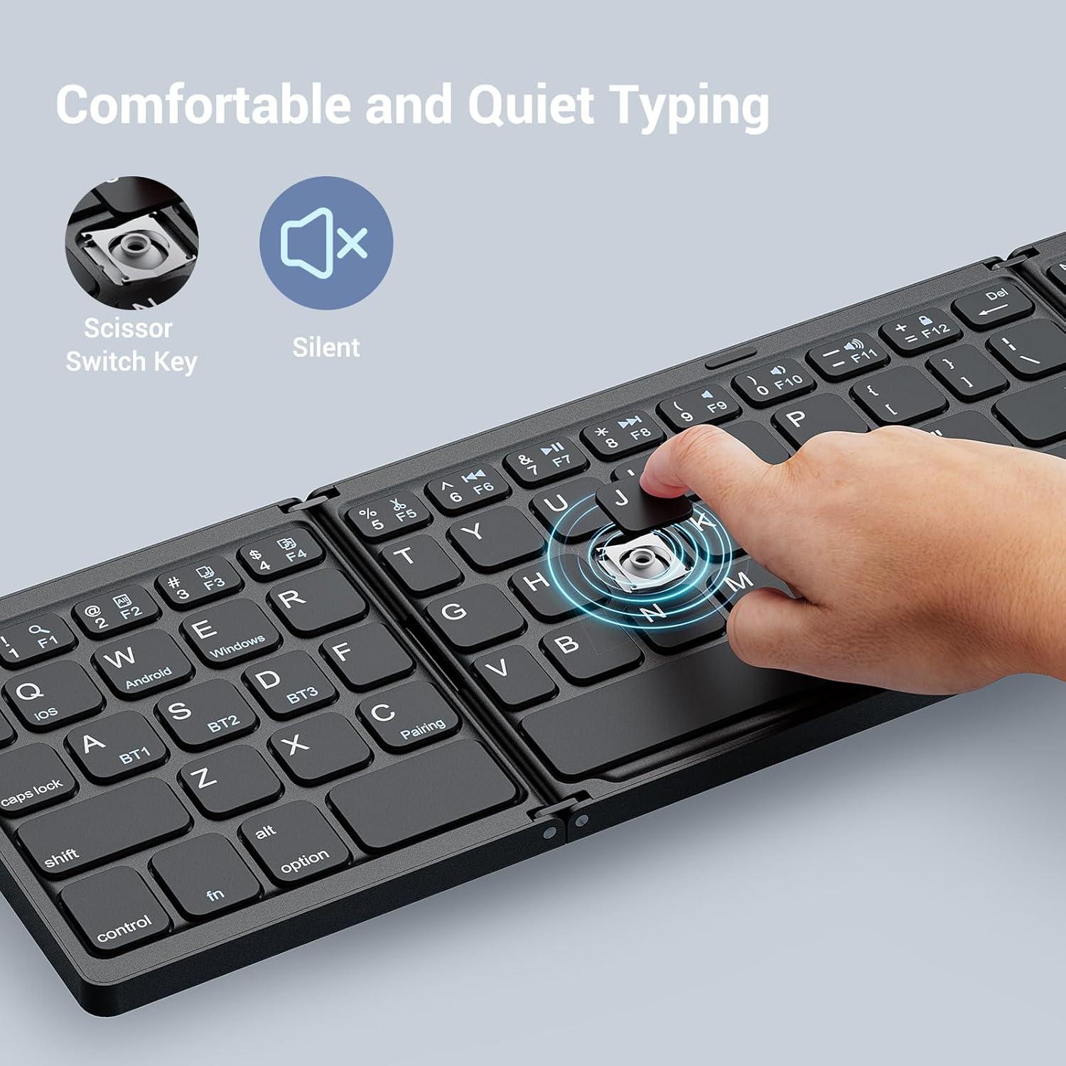 Teclado y Ratón Plegables Ikaetri Bluetooth Recargable Negro