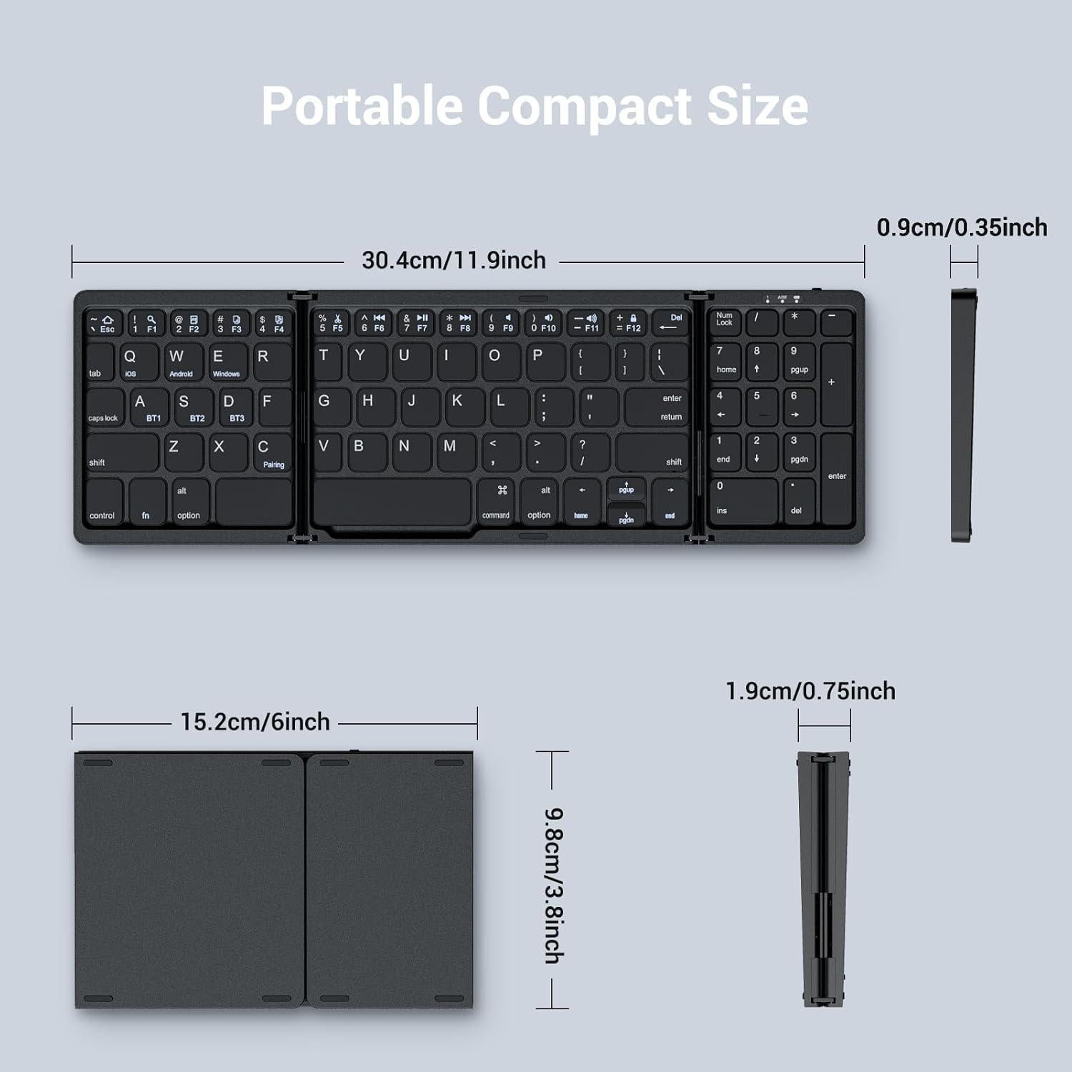 Teclado y Ratón Plegables Ikaetri Bluetooth Recargable Negro