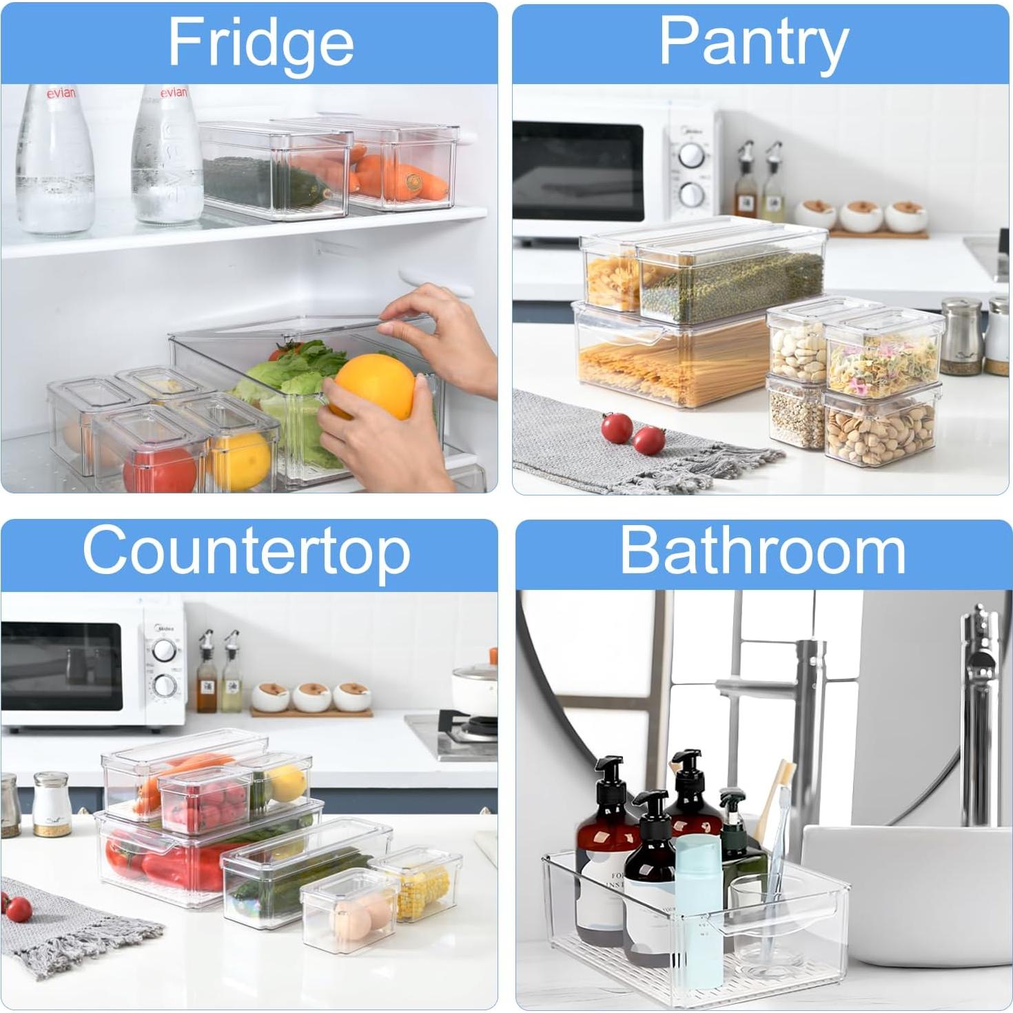 Juego de 10 Organizadores de Refrigerador Pure Future - Apilables y Transparentes