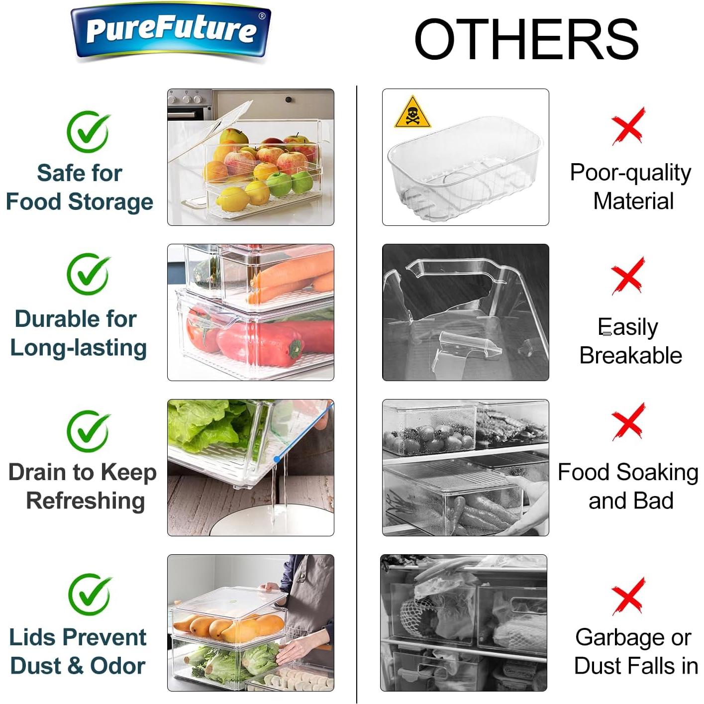 Juego de 10 Organizadores de Refrigerador Pure Future - Apilables y Transparentes