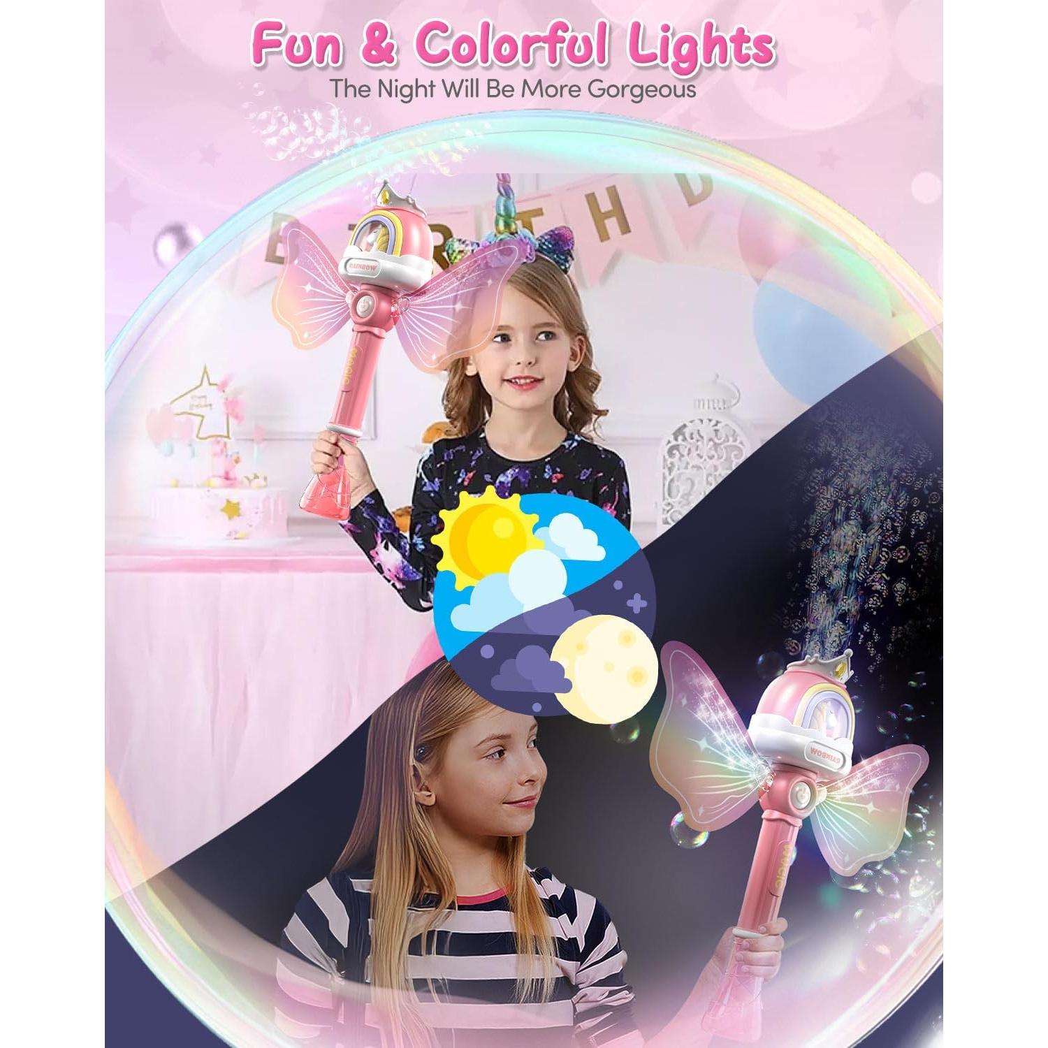 Máquina de Burbujas Rosa con Luz LED - Juguete Princesa