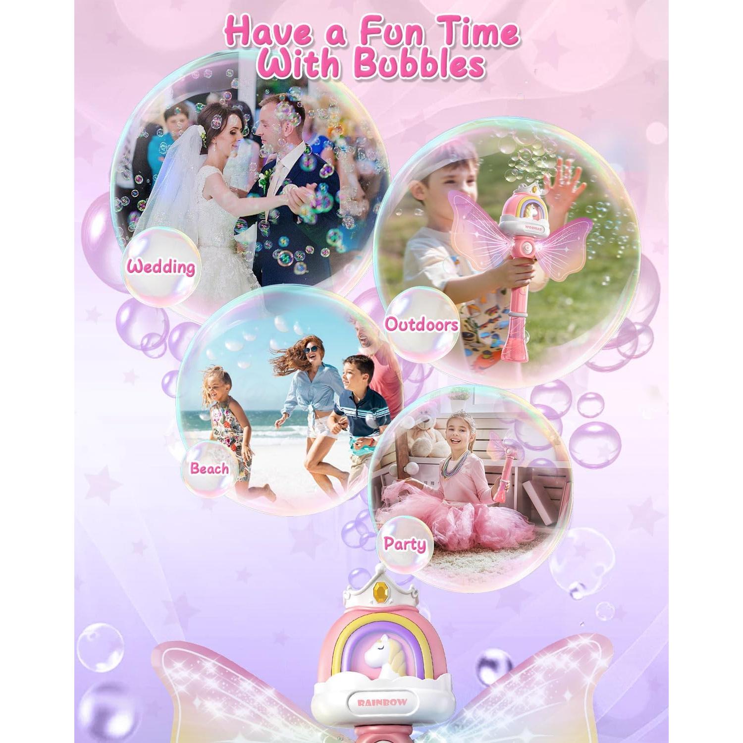 Máquina de Burbujas Rosa con Luz LED - Juguete Princesa