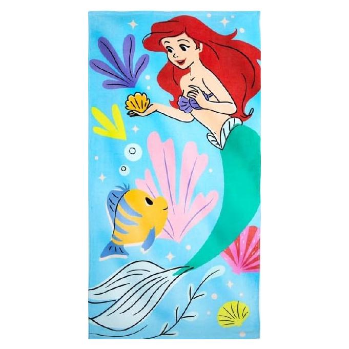 DISNEY STORE Official Ariel Kids Bath Towel, Soft & Absorbent Beach Towels, 100% Cotton Pool Towel, 29 by 59 Inches, Highly Absorbent Bath Towels for Bathroom