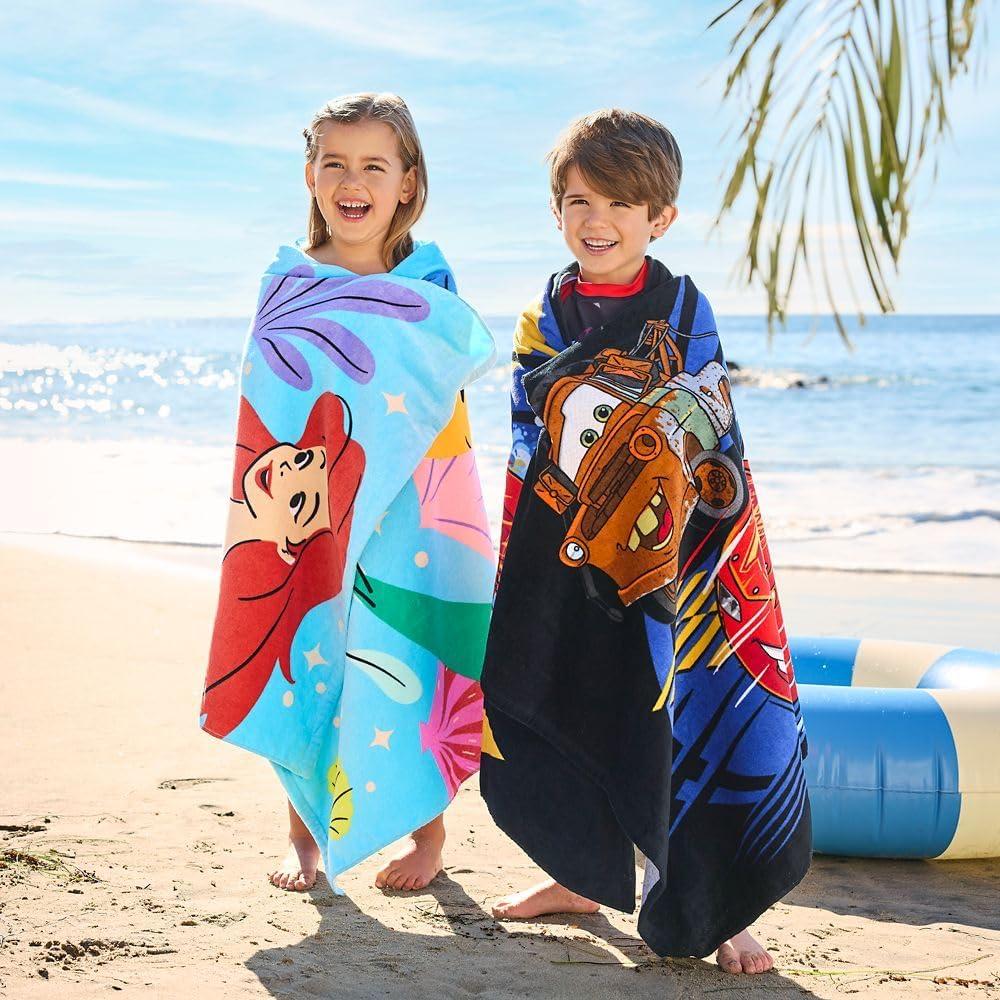 DISNEY STORE Official Ariel Kids Bath Towel, Soft & Absorbent Beach Towels, 100% Cotton Pool Towel, 29 by 59 Inches, Highly Absorbent Bath Towels for Bathroom