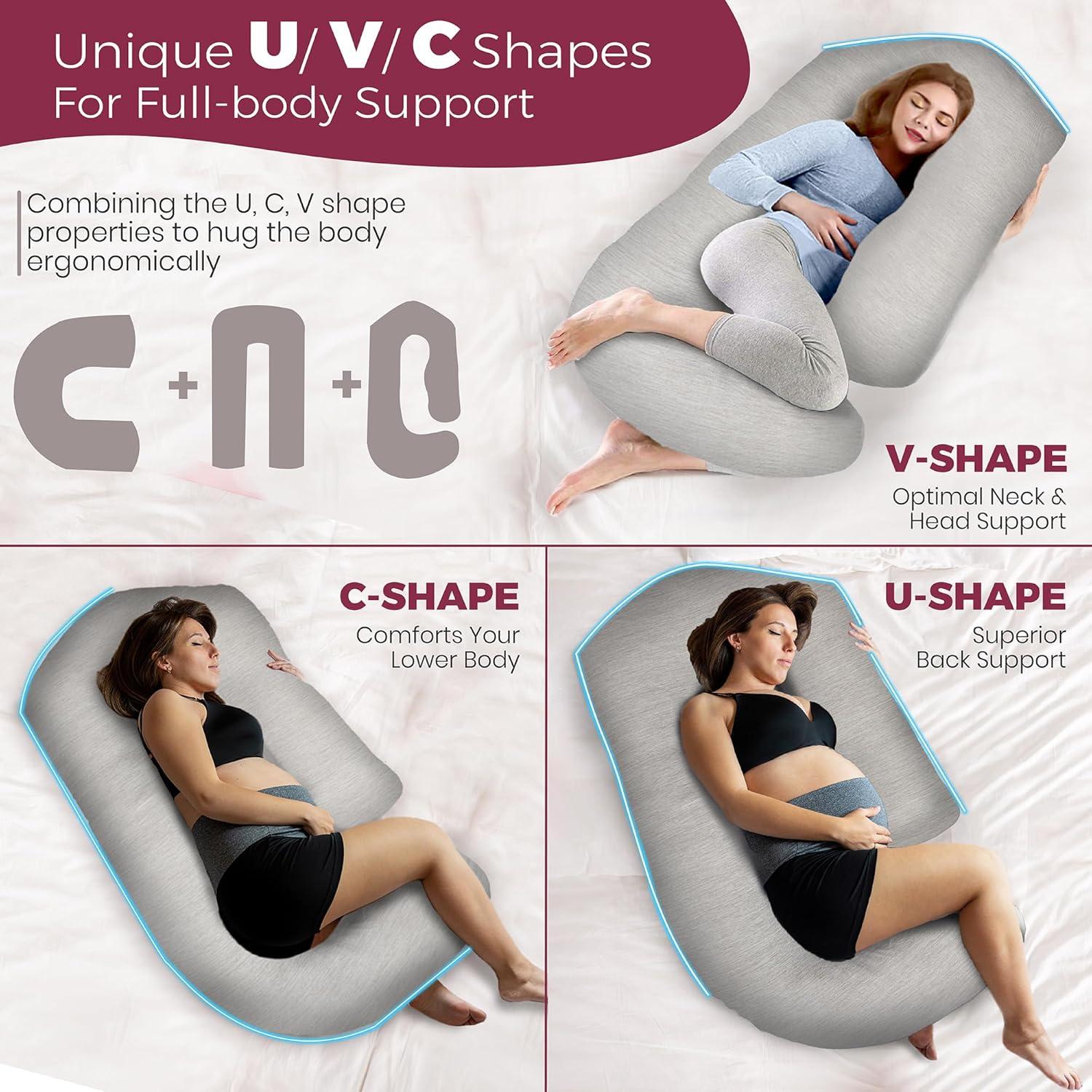 Almohada de Embarazo PILLANI 145 cm U+V+C con Funda Desmontable