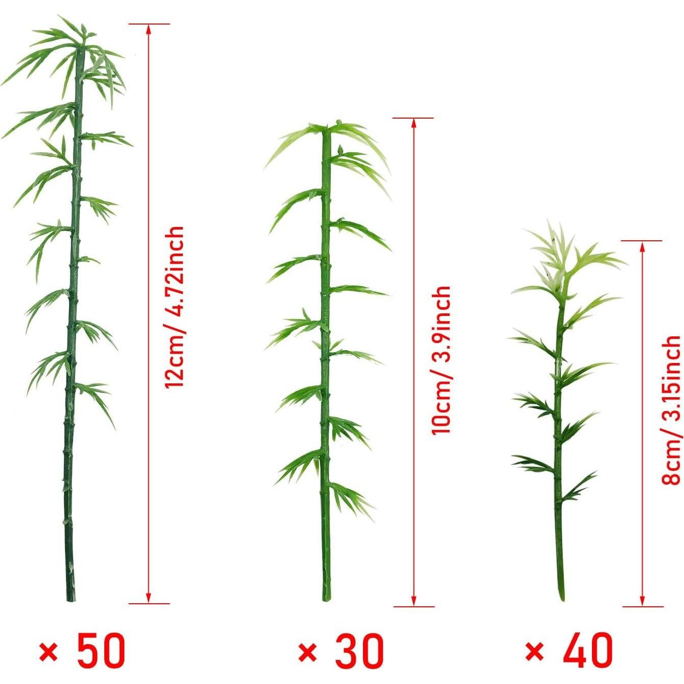 Woohome 120 PCS Árboles de Bambú Plástico Verde 3 Tamaños