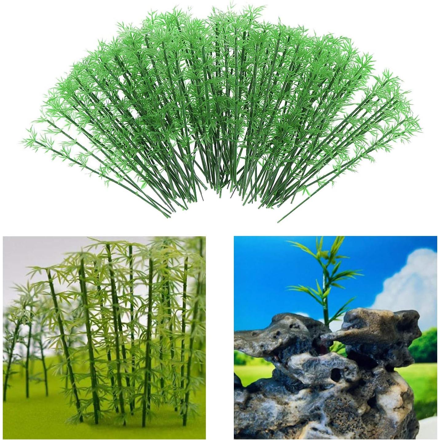 Woohome 120 PCS Árboles de Bambú Plástico Verde 3 Tamaños