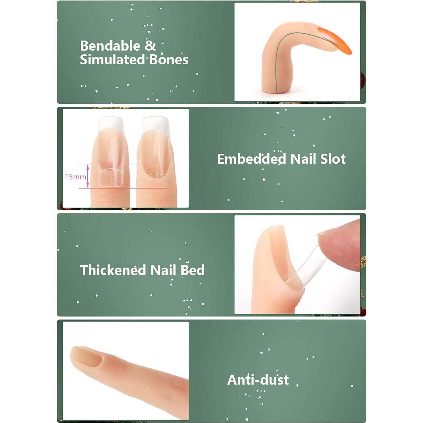 Dedos de Silicona para Práctica de Uñas DECINIEE - 2 Piezas