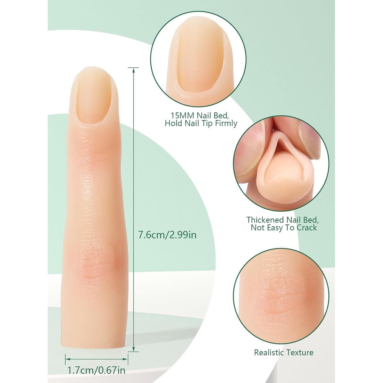 Dedos de Silicona para Práctica de Uñas DECINIEE - 2 Piezas