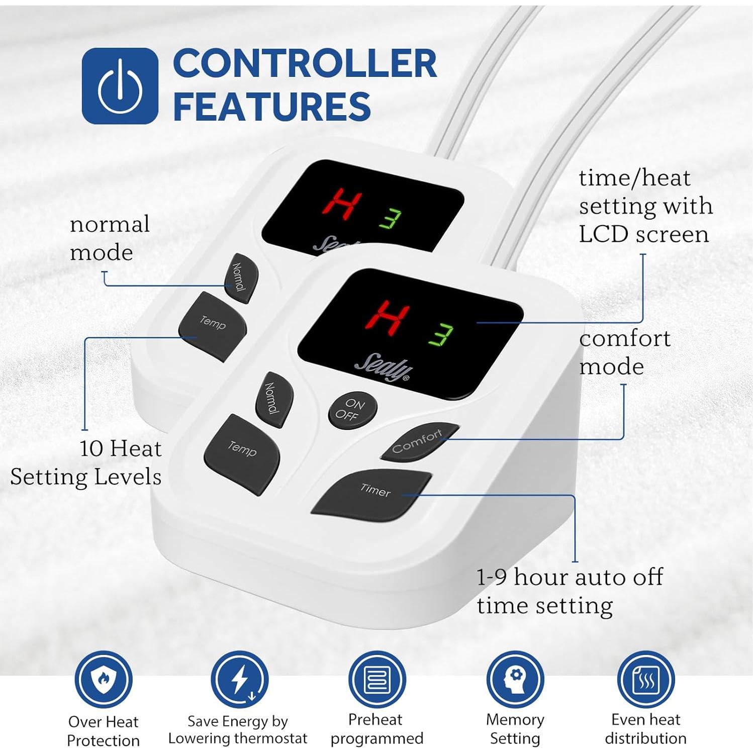 Almohadilla Térmica Sealy Cal King 213x183 cm con Control Dual