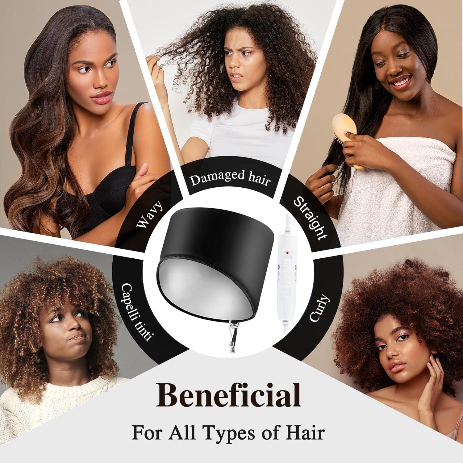 Gorro Térmico Eléctrico AOPOW para Acondicionamiento Cabello Negro