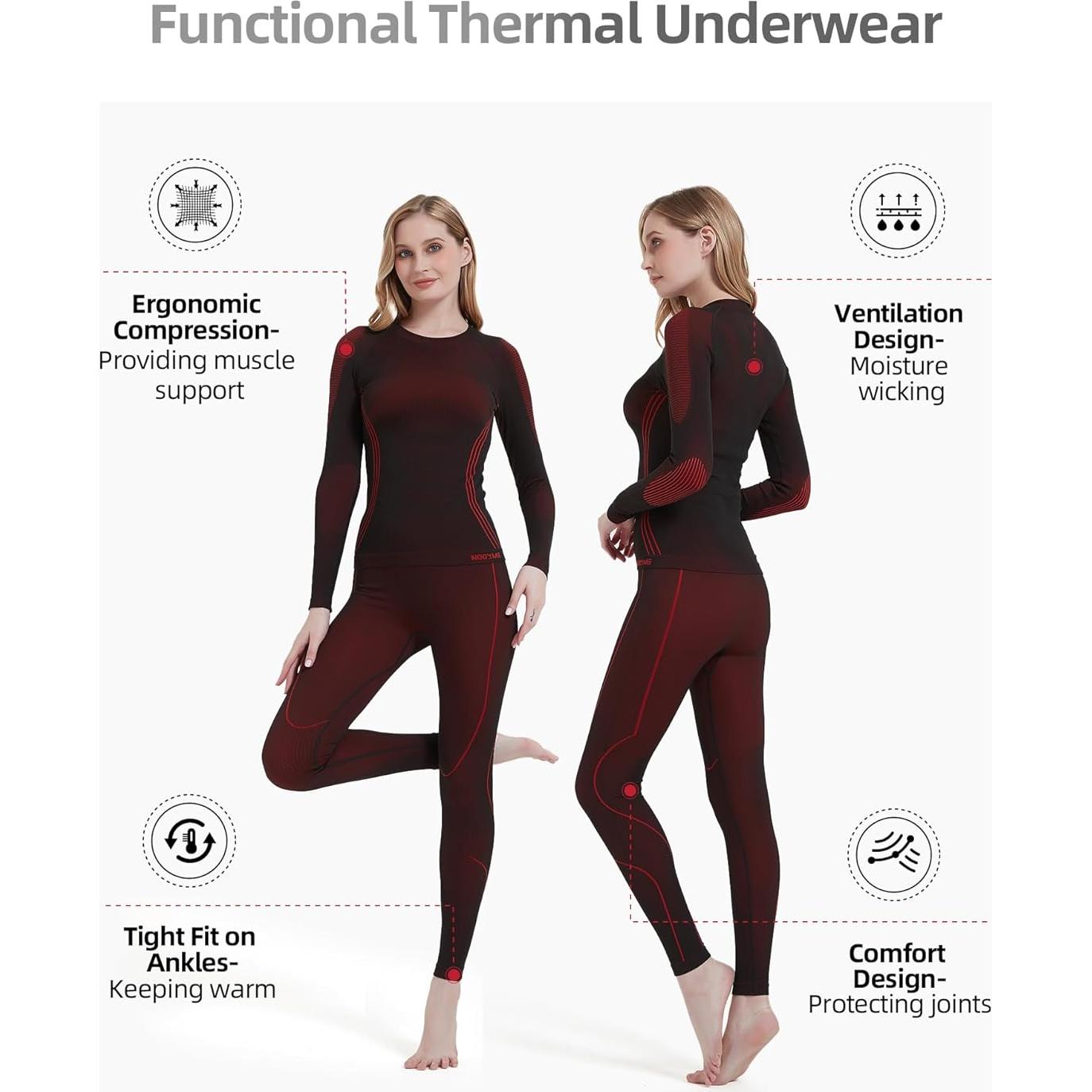 Pantalones Largos Térmicos NOOYME para Mujeres - Rojo Clásico