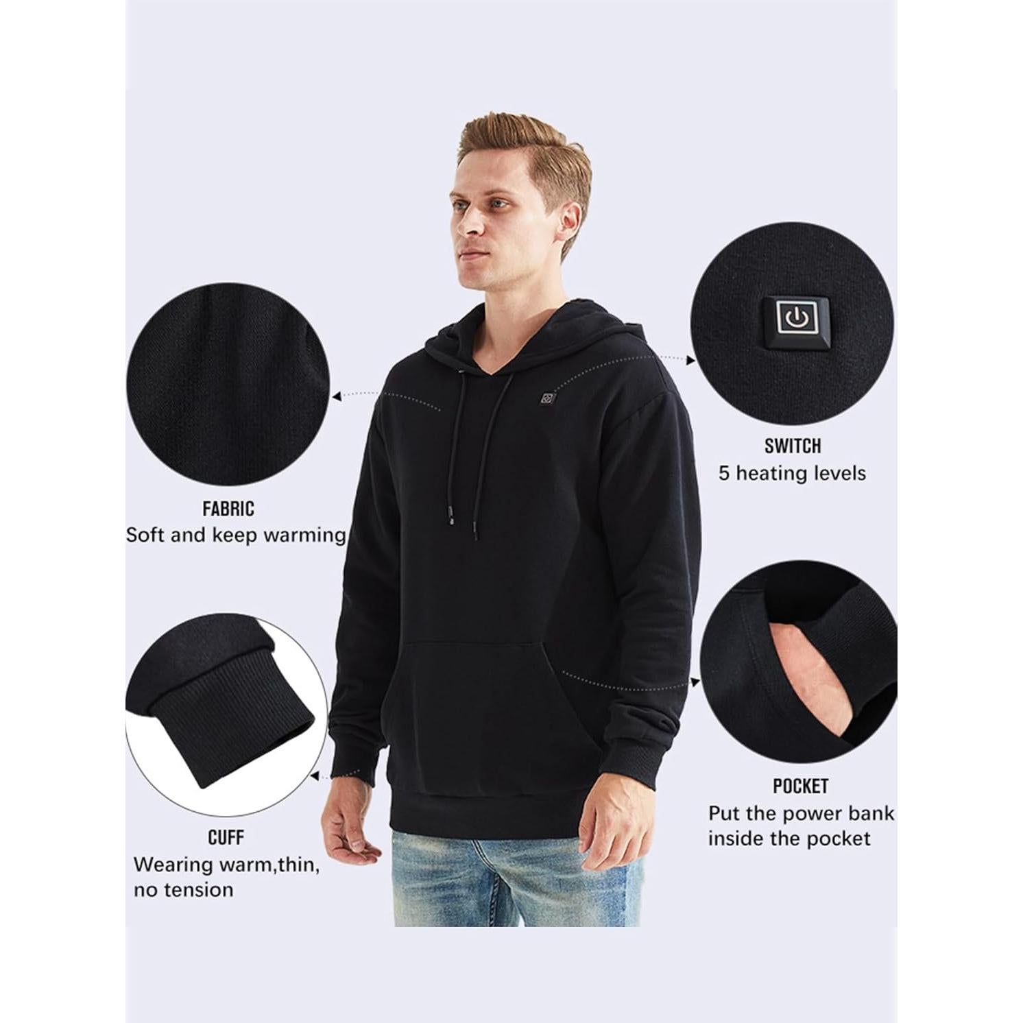 Sudadera con Capucha Calefaccionada Unisex Earneo - 5 Zonas Calor