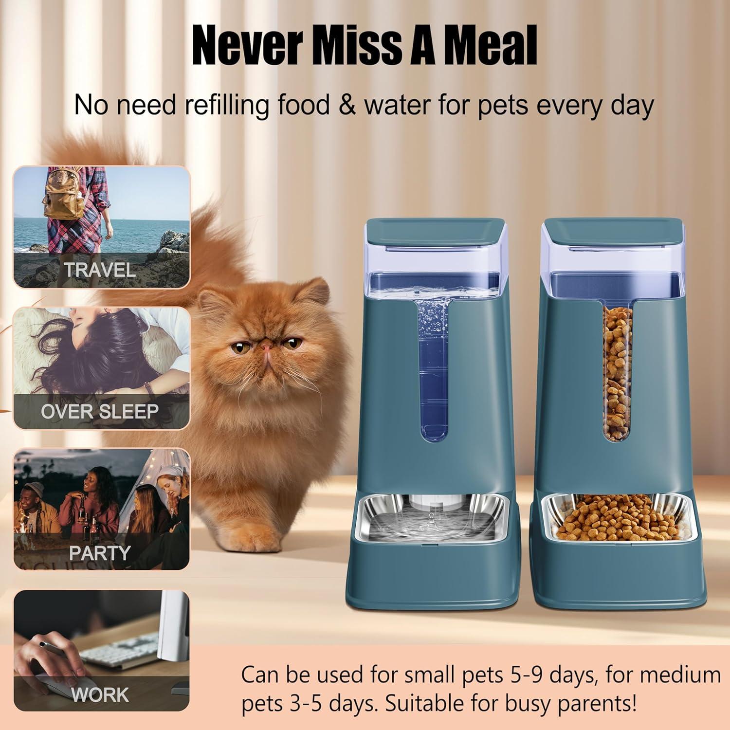 Dispensador automático de comida y agua Meowyoyo 3.5L Cian