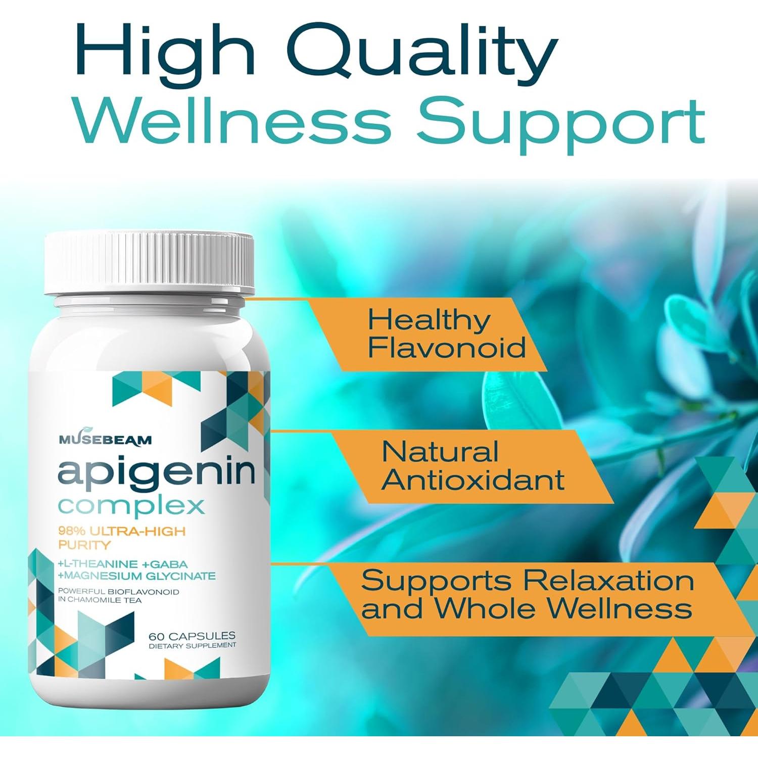 Suplemento de Apigenina MuseBeam 60 Cápsulas 50mg