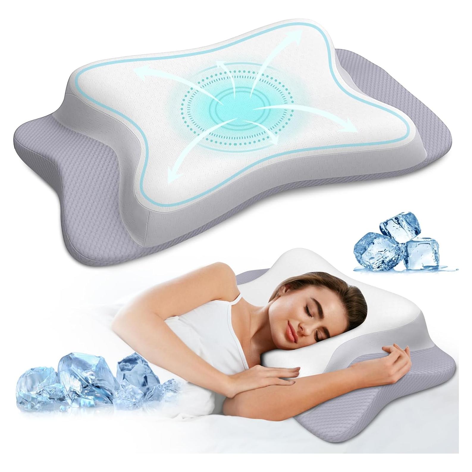 Cervical Pillow for Neck Pain Relief, Ergonomic Neck Pillow Side Sleeper Pillow for Adults, Cooling Contour Memory Foam Pillows for Sleeping, Orthopedic Bed Pillow for Side Back Stomach Sleepers