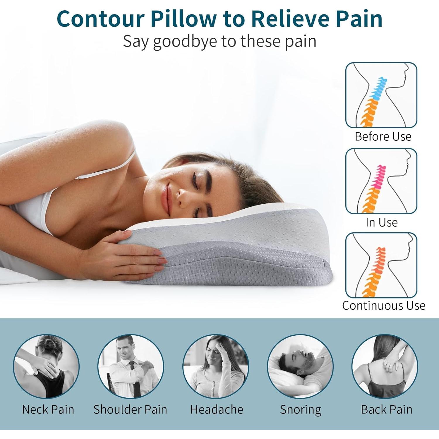 Cervical Pillow for Neck Pain Relief, Ergonomic Neck Pillow Side Sleeper Pillow for Adults, Cooling Contour Memory Foam Pillows for Sleeping, Orthopedic Bed Pillow for Side Back Stomach Sleepers