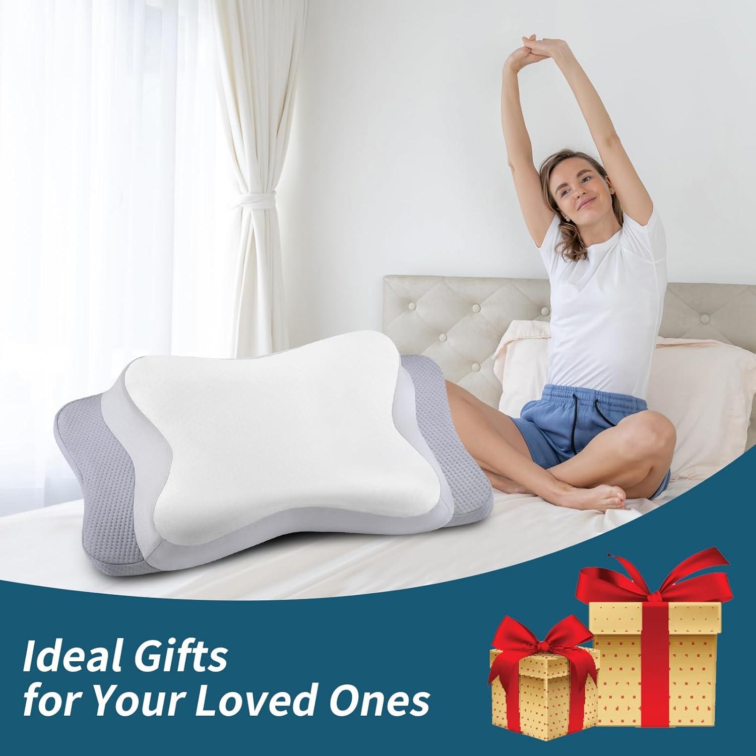 Cervical Pillow for Neck Pain Relief, Ergonomic Neck Pillow Side Sleeper Pillow for Adults, Cooling Contour Memory Foam Pillows for Sleeping, Orthopedic Bed Pillow for Side Back Stomach Sleepers