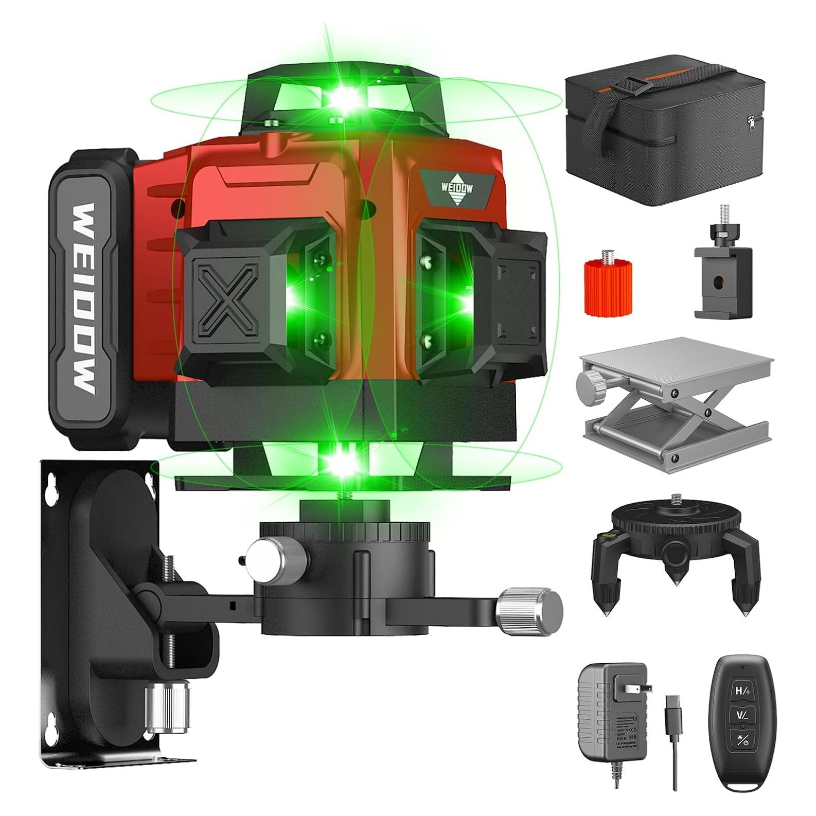 Laser Level 360 Self Leveling 16 Lines 4×360° Green Cross Line Laser for Picture Hanging and Construction,4D Vertical & Horizontal Line,