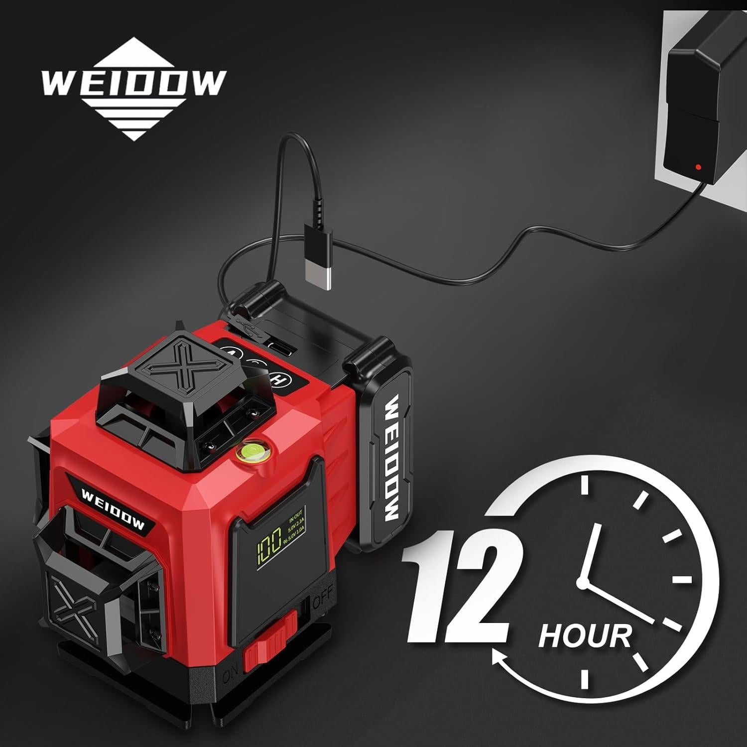 Laser Level 360 Self Leveling 16 Lines 4×360° Green Cross Line Laser for Picture Hanging and Construction,4D Vertical & Horizontal Line,