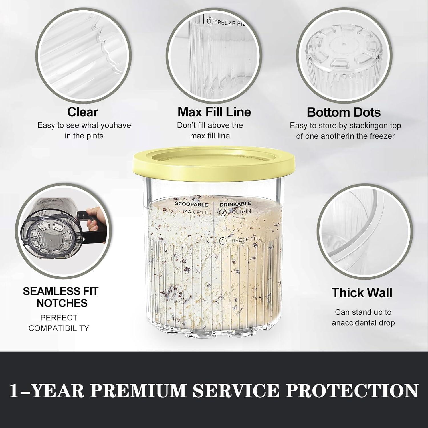 for Ninja Creami Deluxe 24OZ Pints and Lids 4 Pack with Neoprene Sleeve,Family Ice Cream Storage Containers for Ninja Creami Maker 11-in-1 NC501 NC500 Series (Dishwasher Safe Reusable Leak Proof)