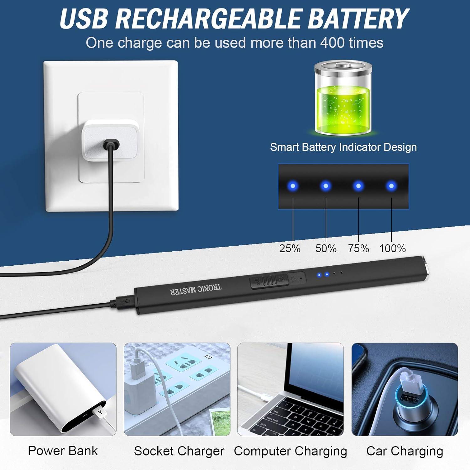 Encendedor Eléctrico Recargable TRONIC MASTER Plasma Negro