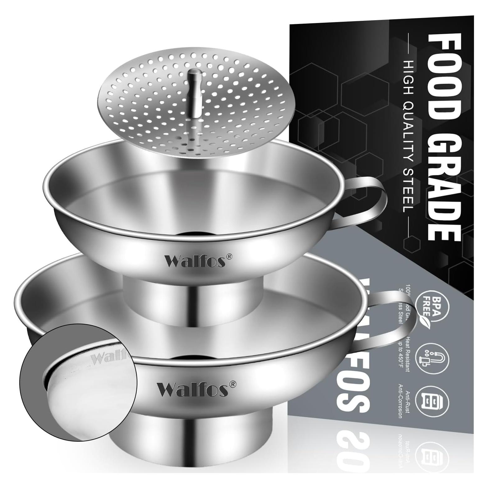 Embudo de Acero Inoxidable Walfos 2 Piezas Boca Ancha 14 cm