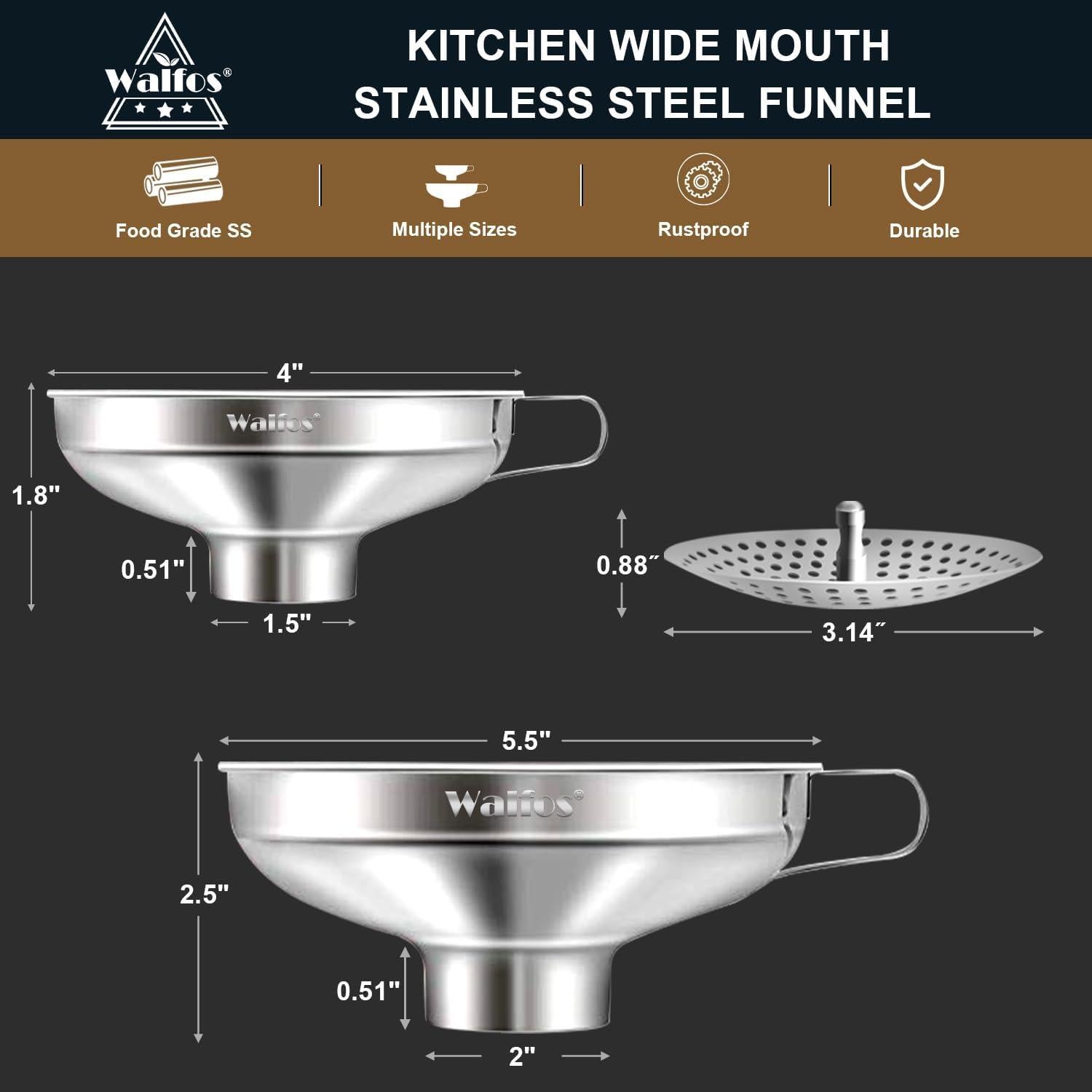 Embudo de Acero Inoxidable Walfos 2 Piezas Boca Ancha 14 cm