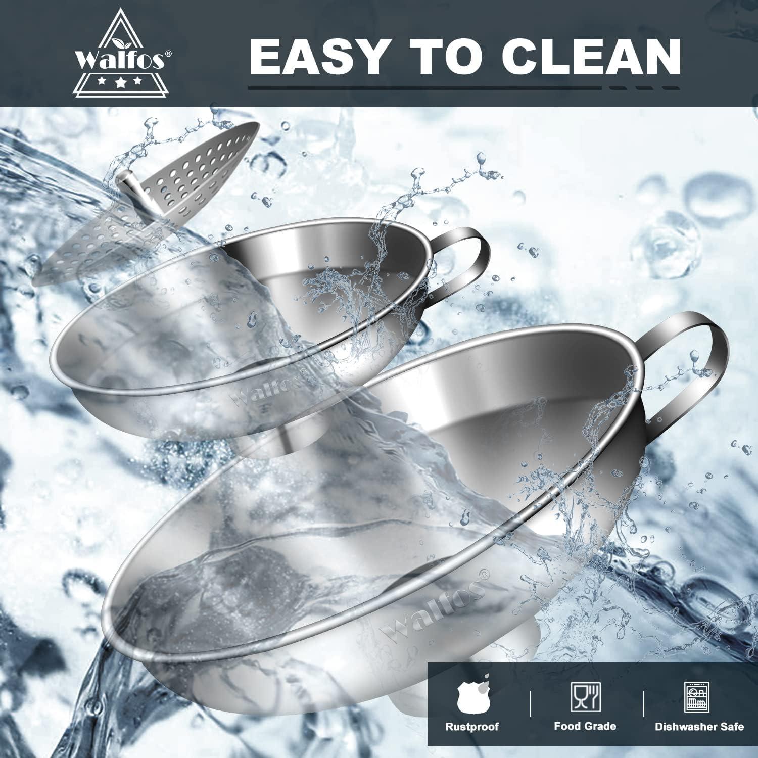 Embudo de Acero Inoxidable Walfos 2 Piezas Boca Ancha 14 cm