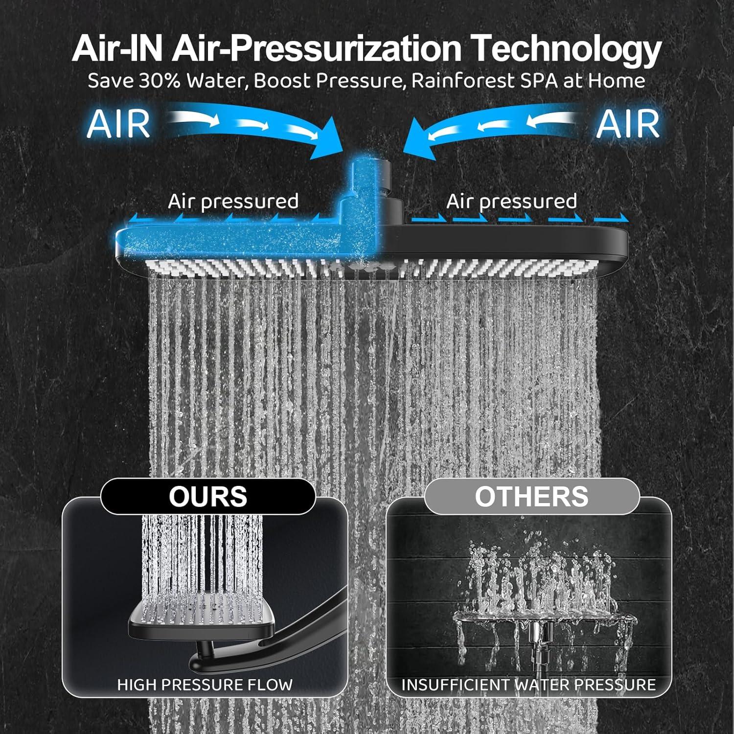 Cabezal de Ducha de Lluvia y Mano Razime 12" Alta Presión