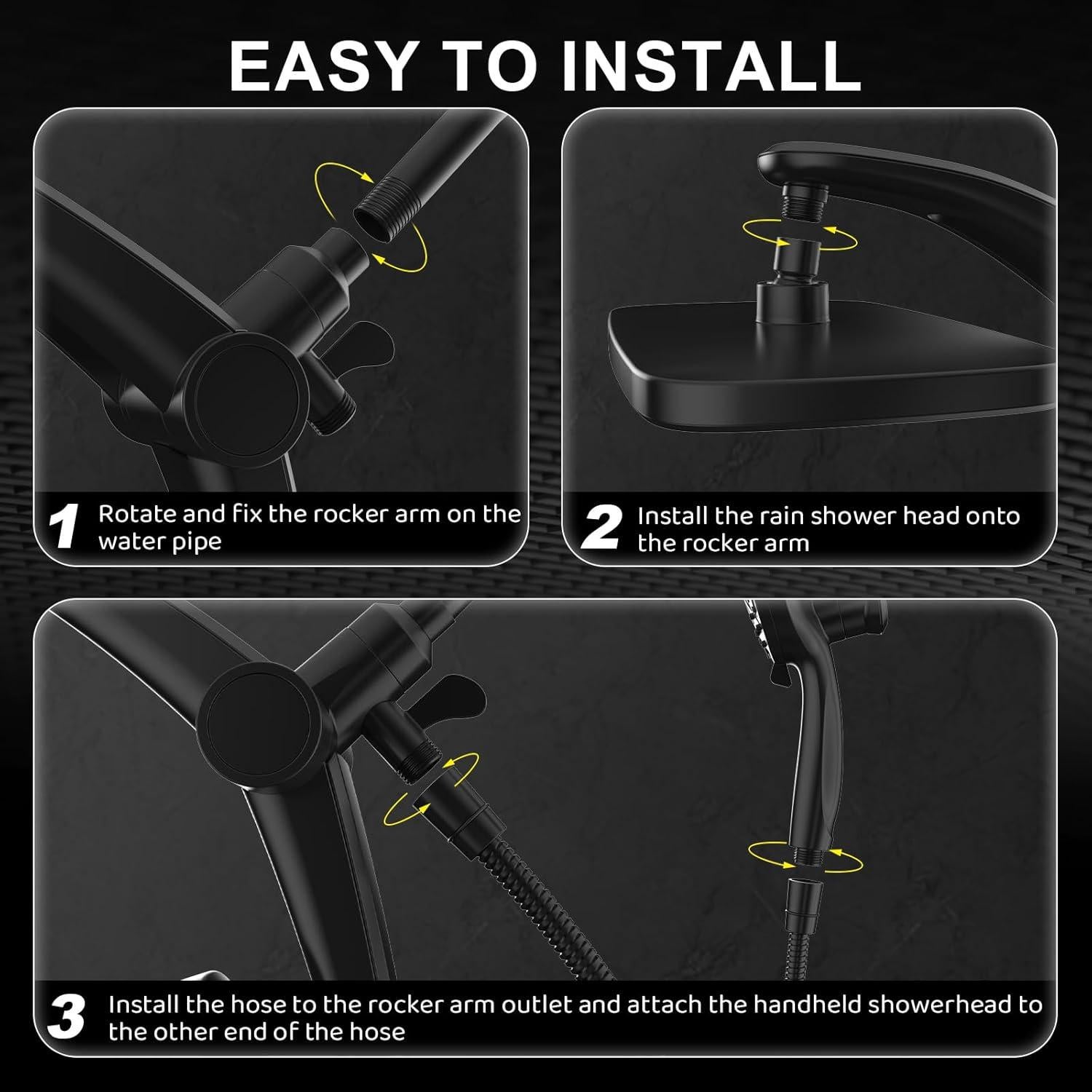 Cabezal de Ducha de Lluvia y Mano Razime 12" Alta Presión