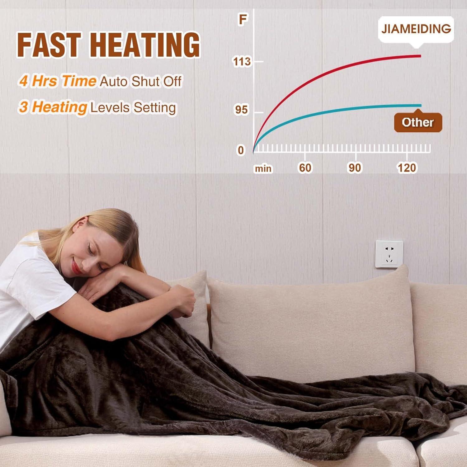 Manta eléctrica calefaccionada JIAMEIDING 127x152 cm Marrón