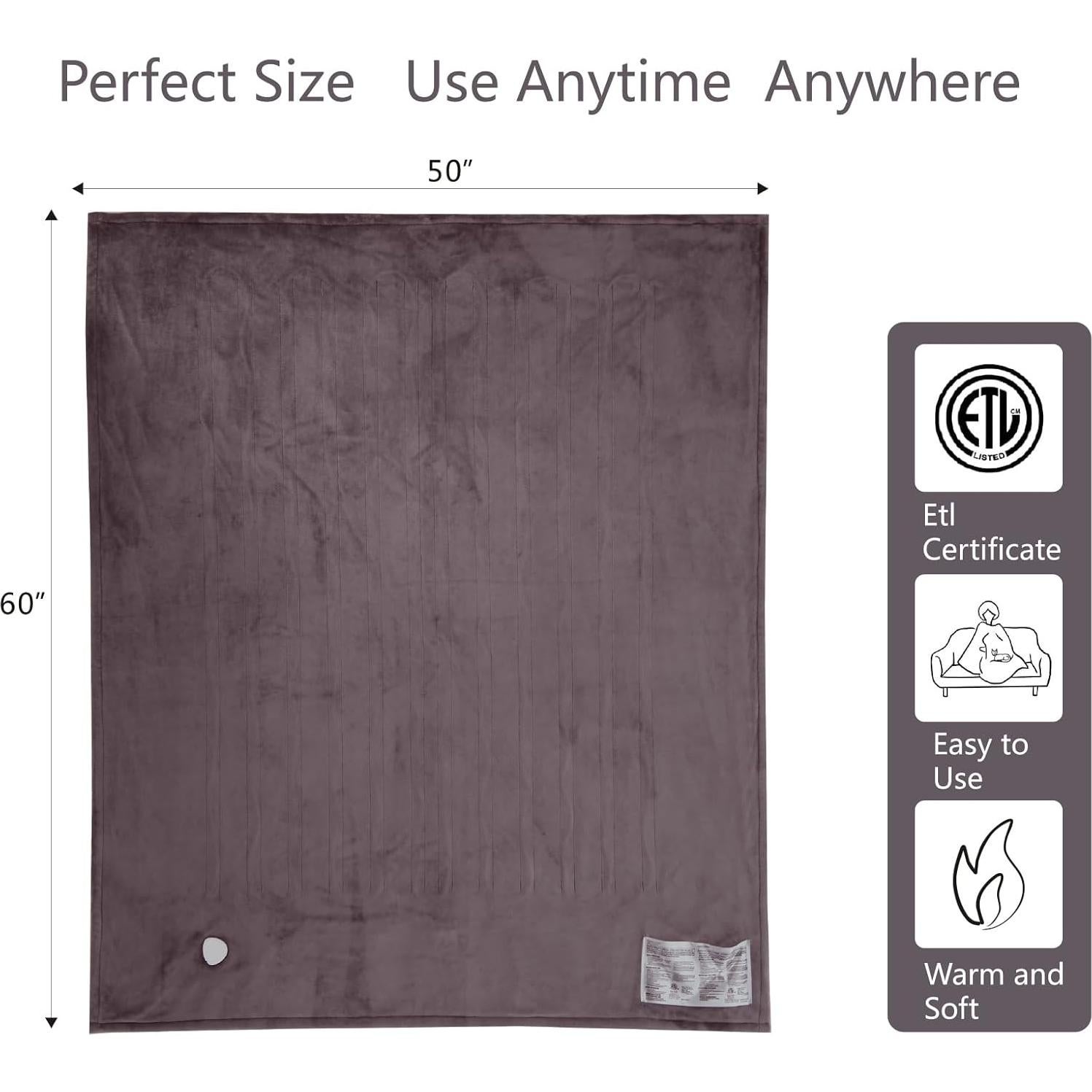 Manta eléctrica calefaccionada JIAMEIDING 127x152 cm Marrón