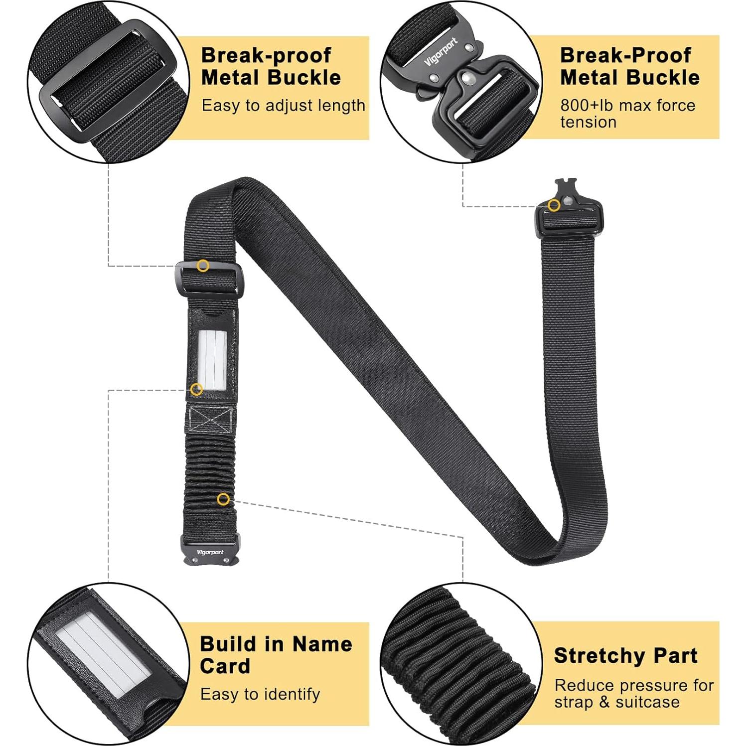 Correas de Equipaje Vigorport 2 Piezas Ajustables TSA