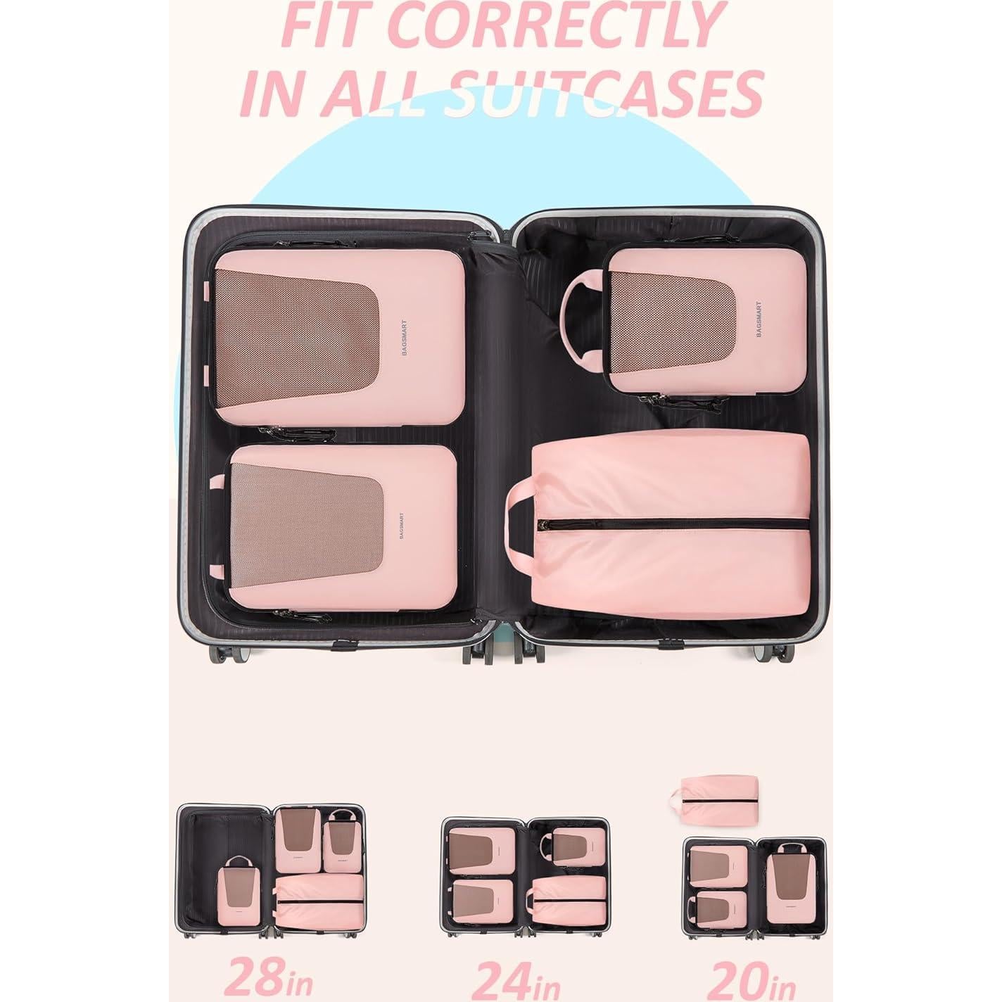 Cubos de Empaque BAGSMART 4 Set para Viajes - Organizadores Livianos