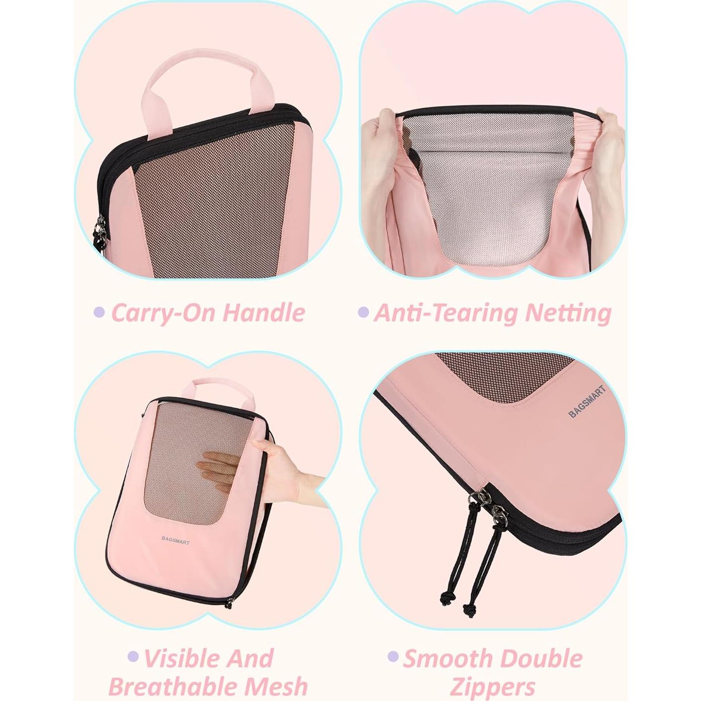 Cubos de Empaque BAGSMART 4 Set para Viajes - Organizadores Livianos