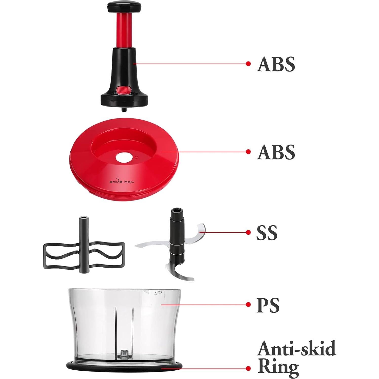 Picador de Verduras Manual Sonrisa Mamá 1.2L Rojo ABS