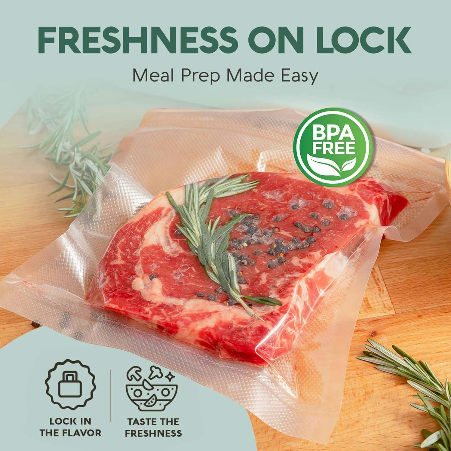 Avid Armor Vacuum Sealer Bags - 4 Pack, 8x25 Rolls | BPA-Free Vacuum Seal Bags for Food Storage, Meal Prep, Sous Vide | Heavy Duty Vacuum Sealer Bags, Fits Foodsaver & Seal a Meal