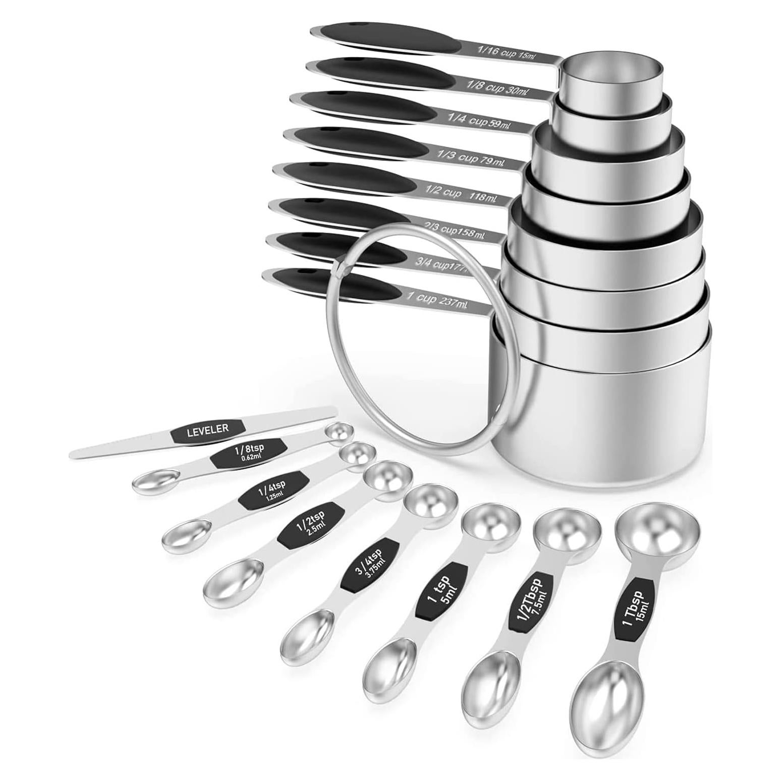 Conjunto de Tazas y Cucharas Medidoras Wildone 16 Piezas Acero Inoxidable
