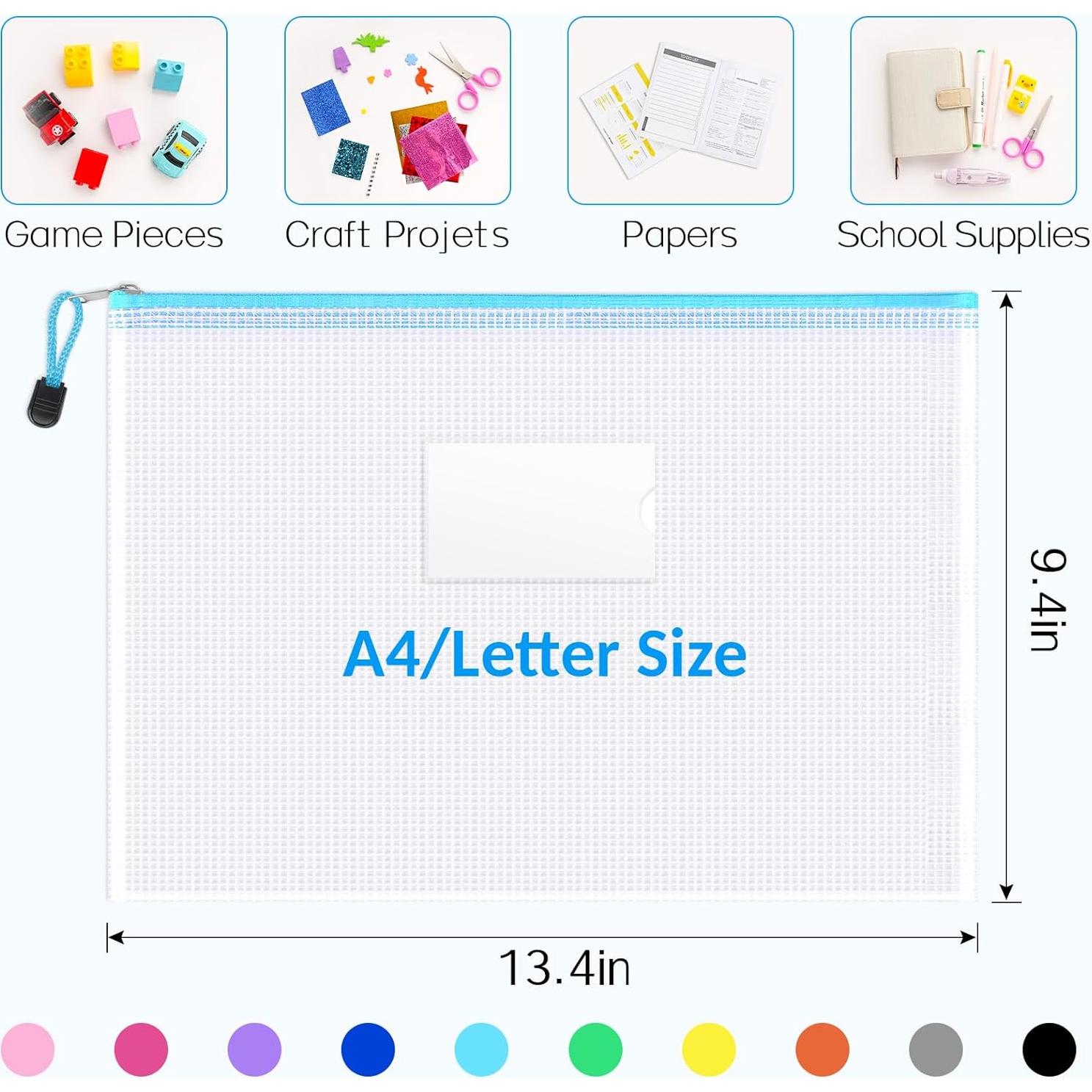 Bolsas de Cremallera de Malla Sooetz 14 Paquetes A4 Multicolor