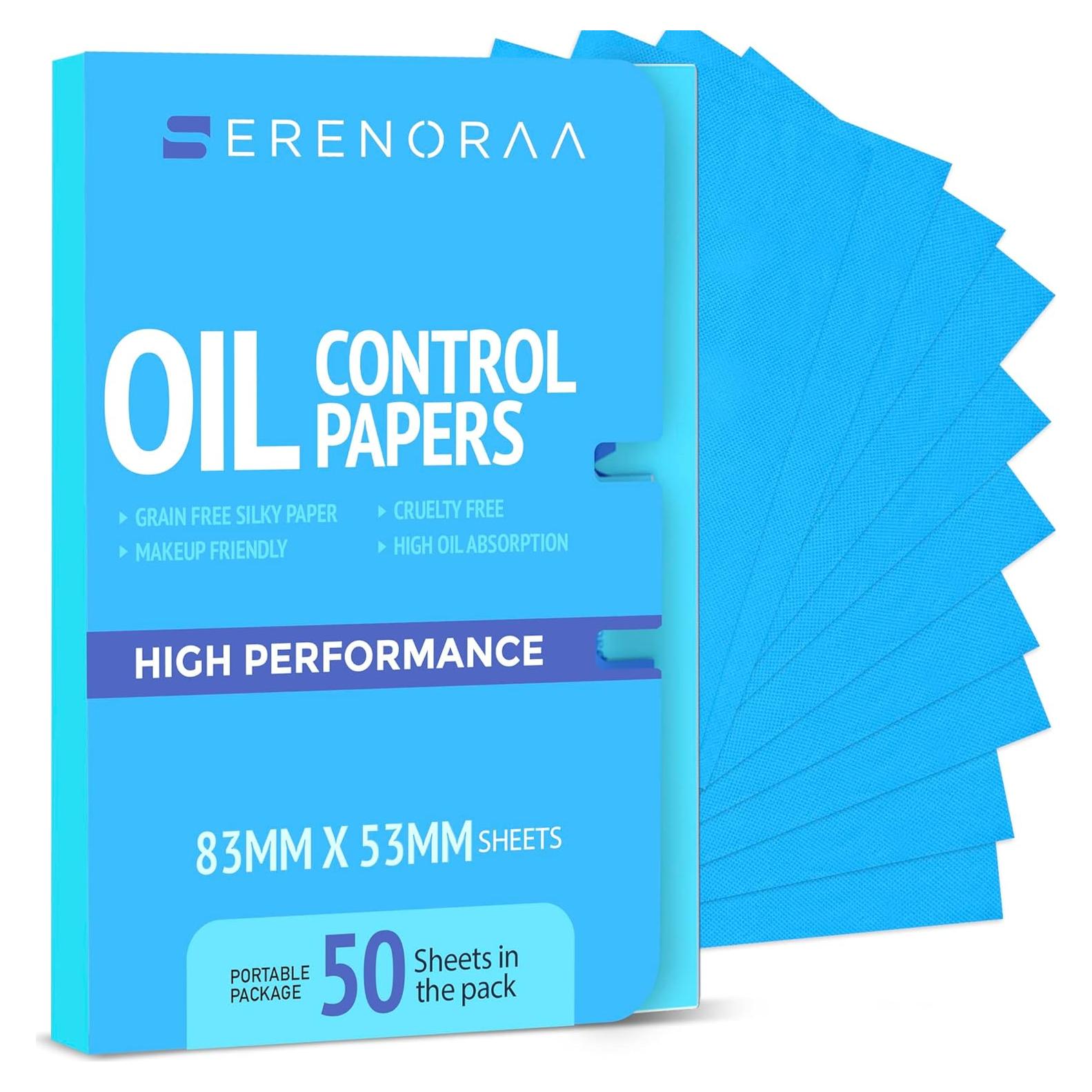 Toallitas Absorbentes de Aceite Serenoraa - 50 Hojas Azul