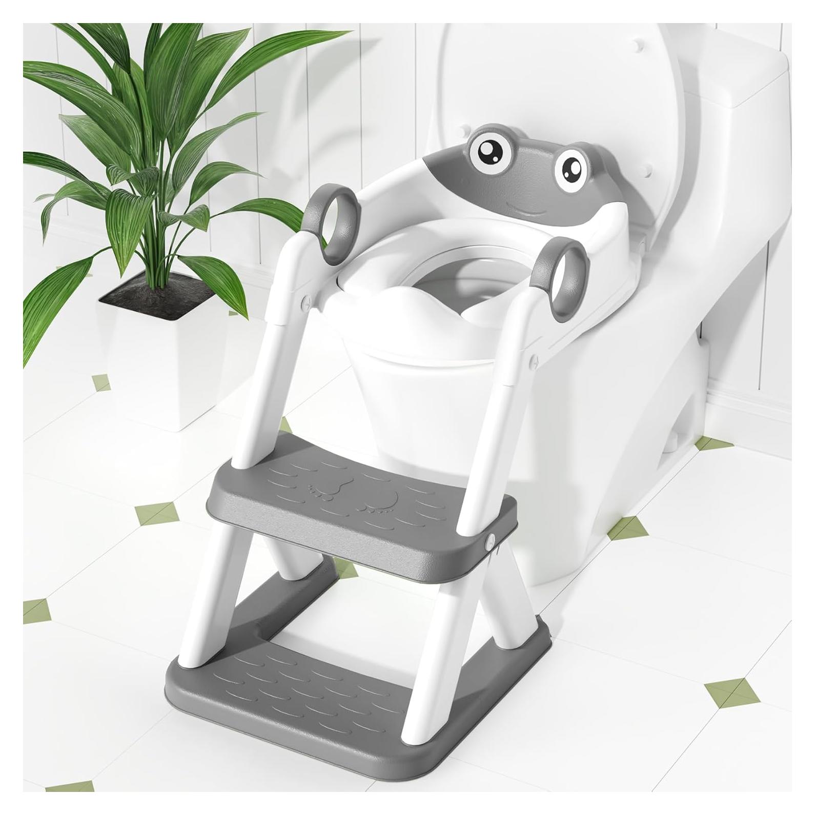 Asiento de Inodoro Entrenamiento COOSEYA 2 en 1 Gris Ovalado